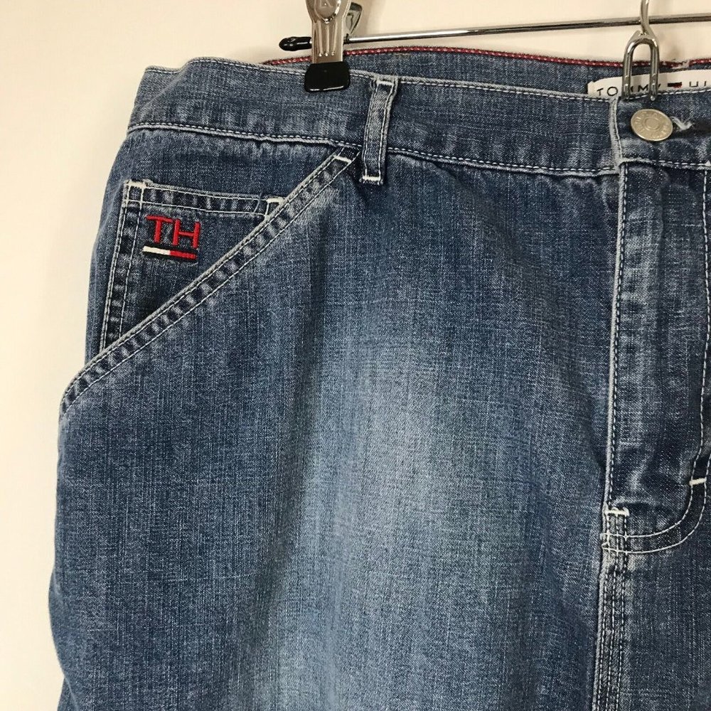 Vintage 90s Tommy Hilfiger Jean Denim Skirt Size 16 Painter Carpenter Pockets - Picture 4 of 12